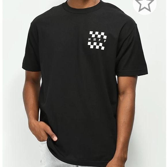 Neff Checkerboard Teal Blue Skater Snow Ski T-Shirt XL - Picture 3 of 7